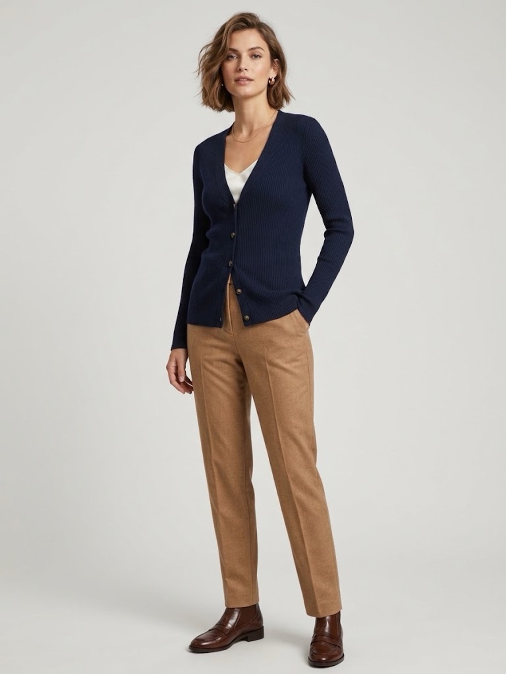 Banana Republic Merino Wool Ribbed Cardigan Navy Blue V-Neck Sweater Size Small